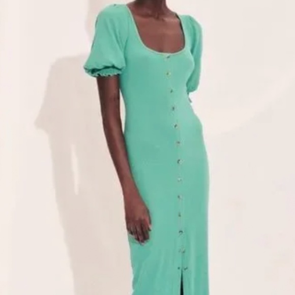 SAYLOR Dresses & Skirts - NWT Saylor x Revolve Malavika Button Down Teal Dress